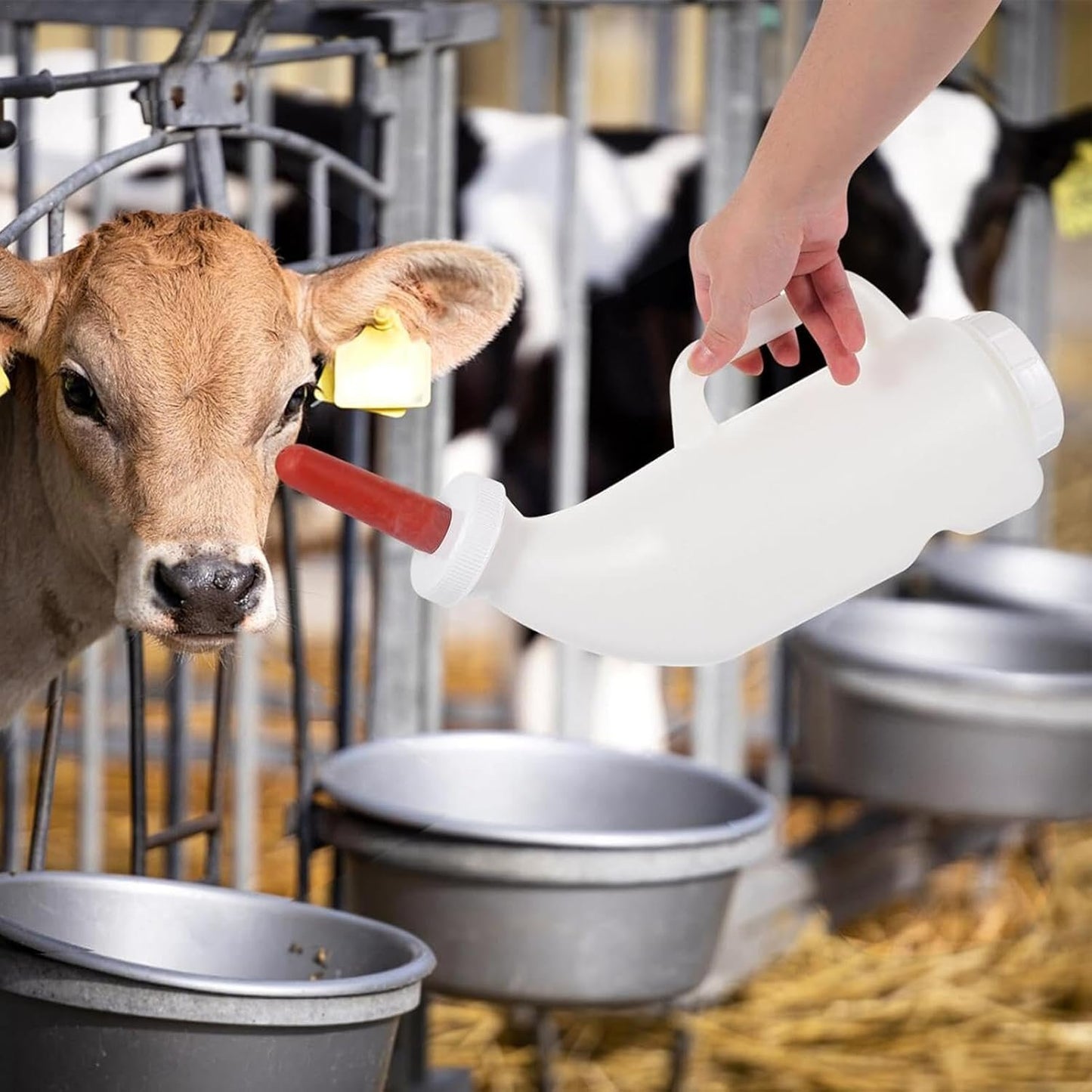 Calf Milk Bottle,Reusable Cow Baby Bottle Goat Milk Bottle - Ergonomic Sheep Nursing Bottle Lamb Milk Drinking Feeders for Livestock Calves Lambs