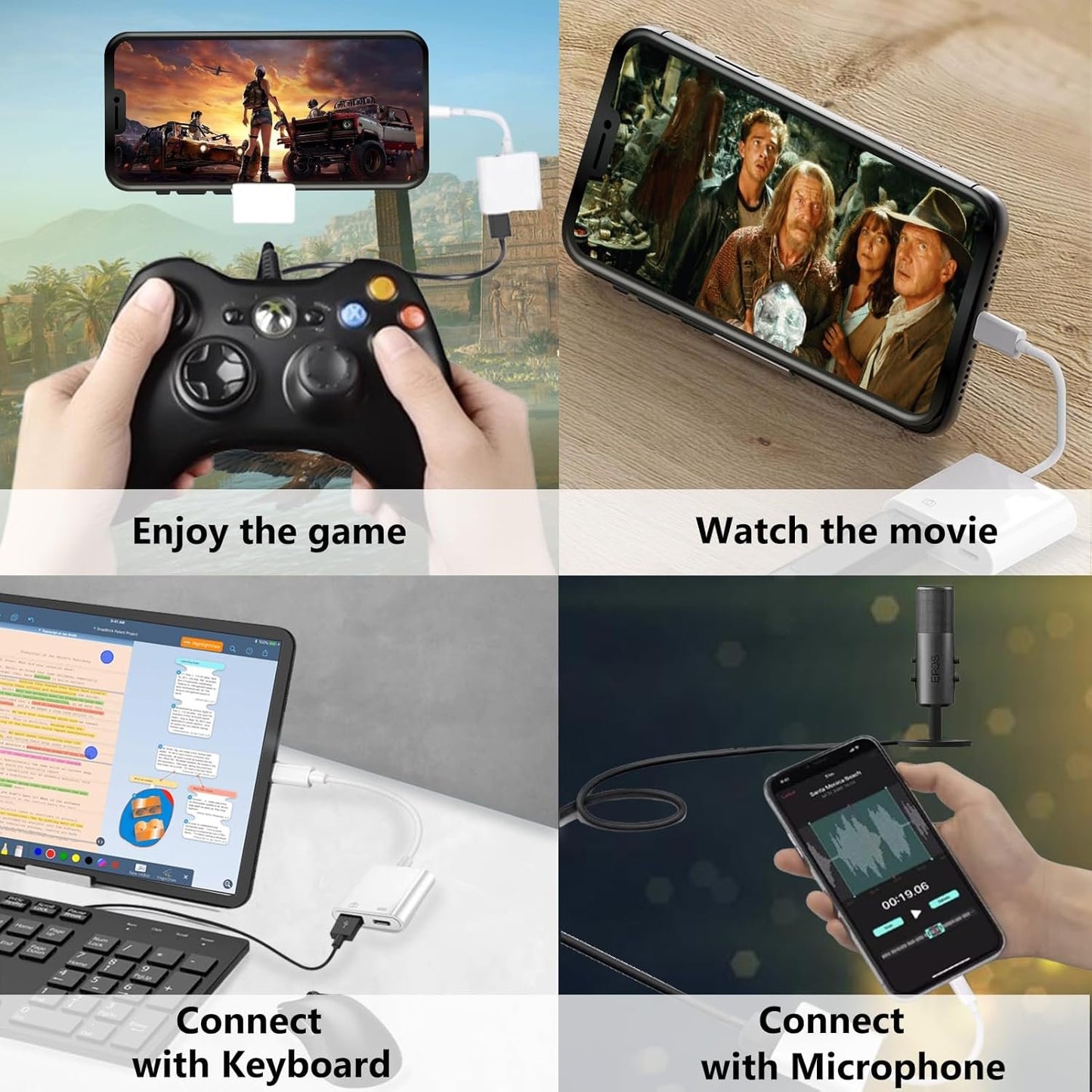 Lightning to USB Camera Adapter for iPhone with Charging Port USB 3.0 Female OTG Cable for iPhone to Connect USB Flash Drive U Disk Keyboard Mouse Hubs Midi