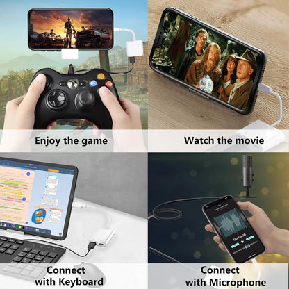 Lightning to USB Camera Adapter for iPhone with Charging Port USB 3.0 Female OTG Cable for iPhone to Connect USB Flash Drive U Disk Keyboard Mouse Hubs Midi