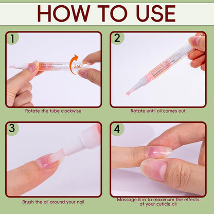 Cuticle Oil Pens - 8 PCS Revitalizing Oil Pen with Soft Brush for Nail Care, Cuticle Softener to Prevent Dry and Cracked Nails with Nail File, Mixed Scents