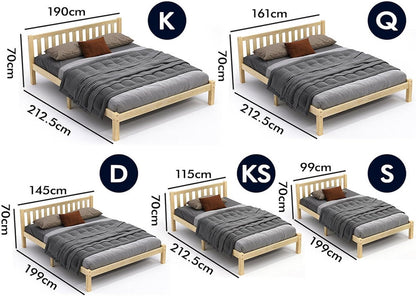 ALFORDSON Bed Frame Queen Wooden Bed Base with Solid Wood Pine Timber Slats, Mattress Base Platform Support, Oak Bed Foundation with Storage Space, Fenella Series Home Bedroom Furniture