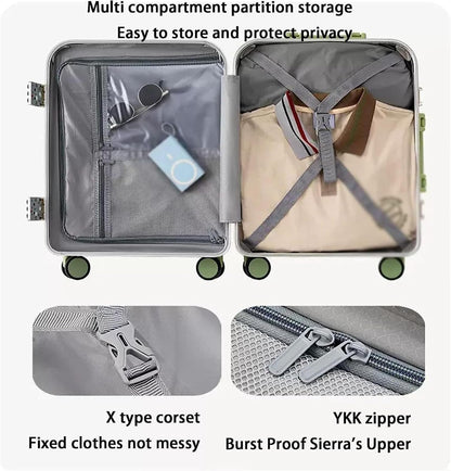 GUHPZA Hand Suitcase Luggage Suitcases with Charging Port Expandable Luggage Combination Padlock Luggage Hand Luggage Hand Luggage (Green 22 Inch)