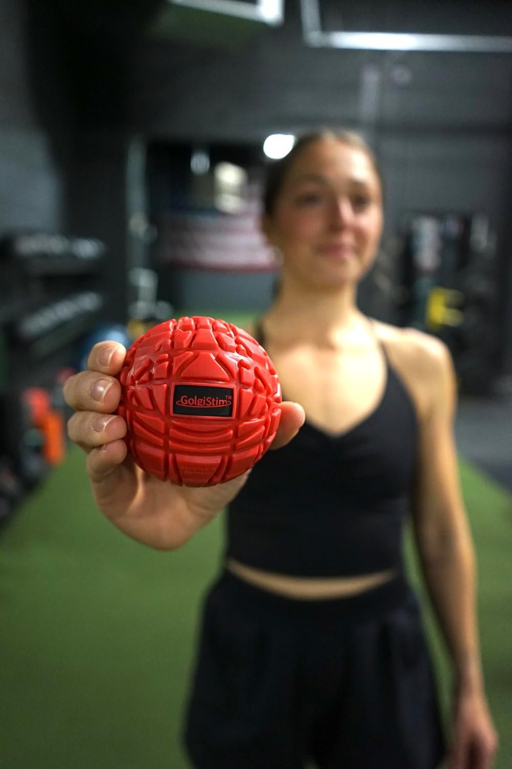 GolgiStim Large Trigger Point Massage Ball - Hard Rubber Therapy Ball for Myofascial Massage - Deep Tissue Massager for Myofascial Release and Pressure Point Recovery (Red (Medium))