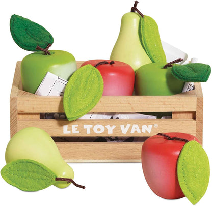 Le Toy Van - Wooden Honeybee Market Apples & Pears Crate, Supermarket Pretend Play Shop Food