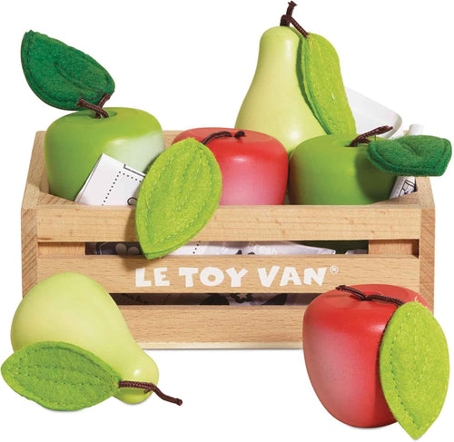 Le Toy Van - Wooden Honeybee Market Apples & Pears Crate, Supermarket Pretend Play Shop Food