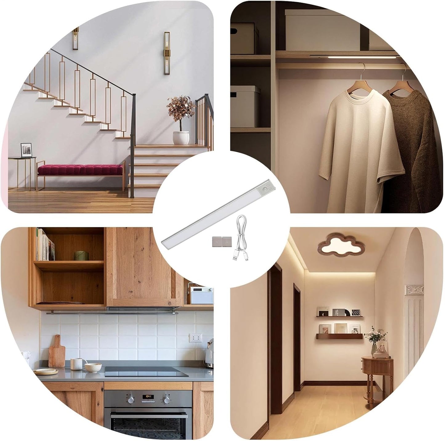 shjxi Under Cabinet Lights, LED Light Strip, Magnetic Mount Design, Adjustable 3 Color Temperature, Compact Size, Excellent for Bedroom, Wardrobe, Kitchen, Stair Night Lighting