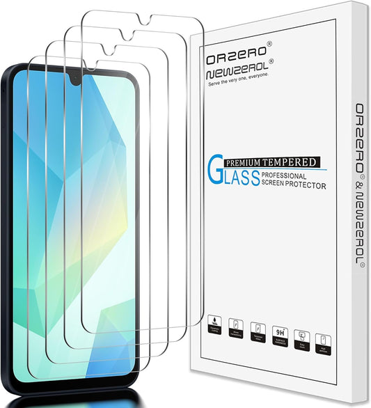 (4 Pack) Orzero Compatible for Samsung Galaxy A16 5G / 4G 6.7 inch Tempered Glass Screen Protector, 2.5D Arc Edges 9 Hardness High Definition Anti-Scratch Bubble-Free