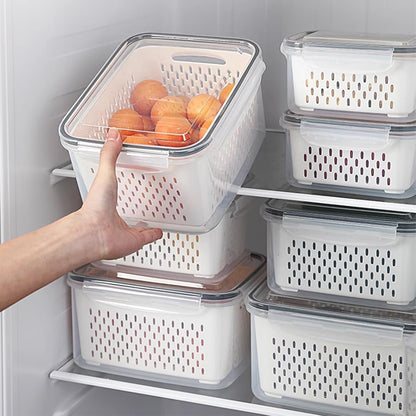 TFMODBFA 3 PCS Fruit Storage Containers for Fridge With Removable Colanders, Food-Grade Freezer-Sealed Fruit Containers for Fridge Keep Fruit Fresh for Long Periods of Time and Dishwasher Safe