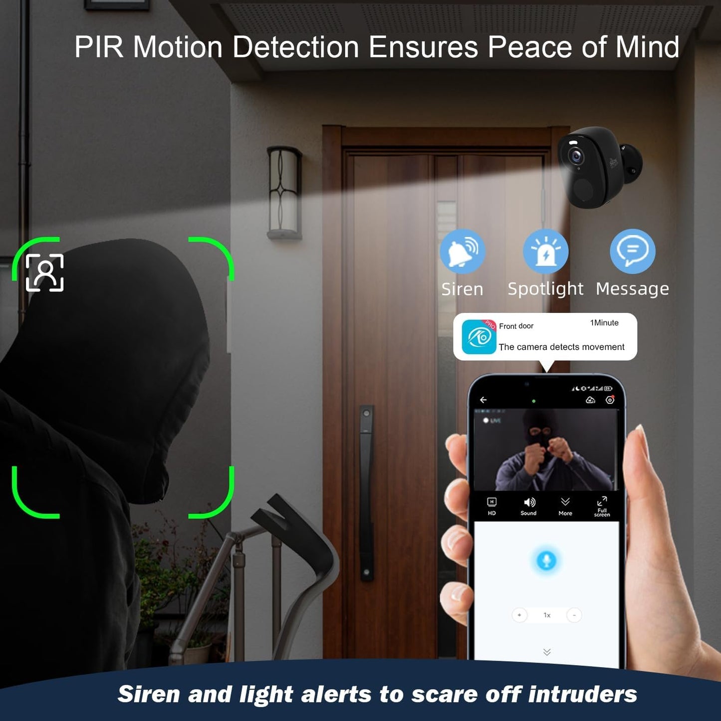 Rraycom 4Pack 5G/2.4G Security Cameras Wireless Outdoor,2K Battery Powered AI Motion Detection Siren Alarm WiFi Home Indoor Camera, Color Night Vision, 2-Way Talk, Waterproof, Works w/Alexa, Cloud/SD