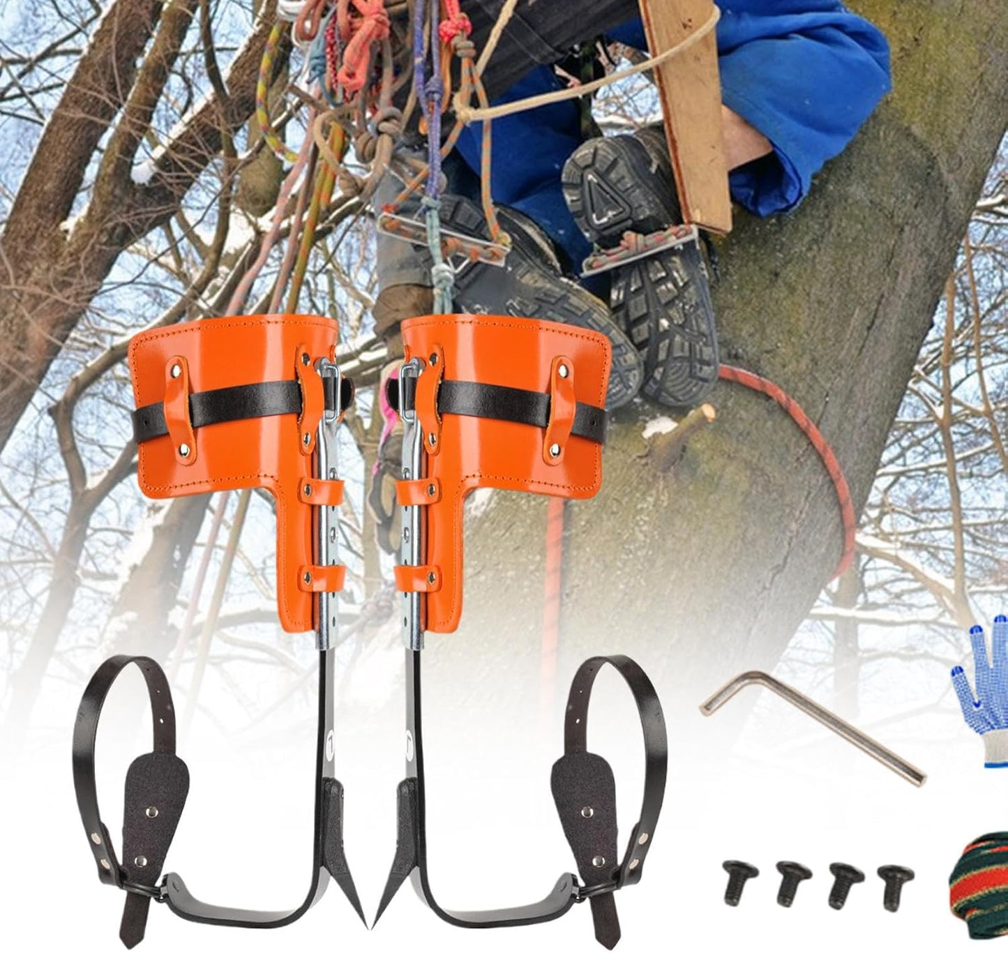 Tree Climbing Spurs, Adjustable Climbing Gear, Safety Accessories, High Strength Gear, Climber Tool for Jungle Survival and Logging, Arborist Equipment