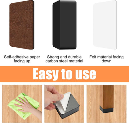 4 Pieces Self-Adhesive Furniture Risers 3 cm Steel Bed Feet Feet for Furniture Non-Slip 6 cm Diameter Risers for Furniture Heavy Bed for Coffee Table, Furniture, Desk, Square Black
