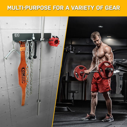 Double Circle Gym Equipment Storage Rack, Multi Purpose Gym Equipment Wall Rack Hanger for Pro Home Gym Storage for Exercise Bands, Barbell Bar, Jump Ropes, Chains, Lifting Belts