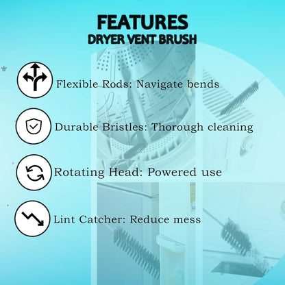 2 Pack Dryer Vent Cleaner Kit Clothes Dryer Lint Brush Vent Trap Cleaner Home Essentials Long Flexible Refrigerator Coil Vacuum Brush