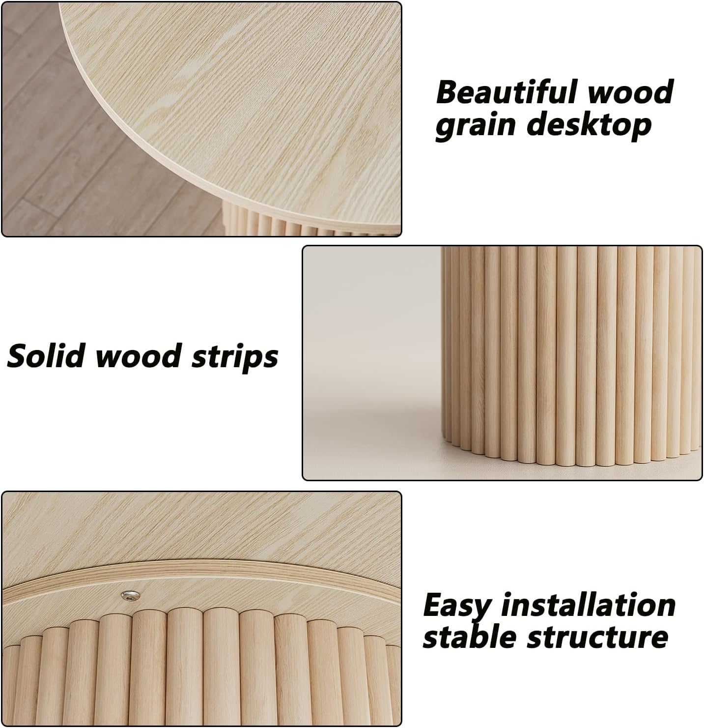 PAKASEPT Round Dining Room Table, 47" Circular Tabletop, Modern Kitchen Table with Solid Wood Pedestal Base, Leisure Coffee Table for 6 People, for Kitchen Dining Room
