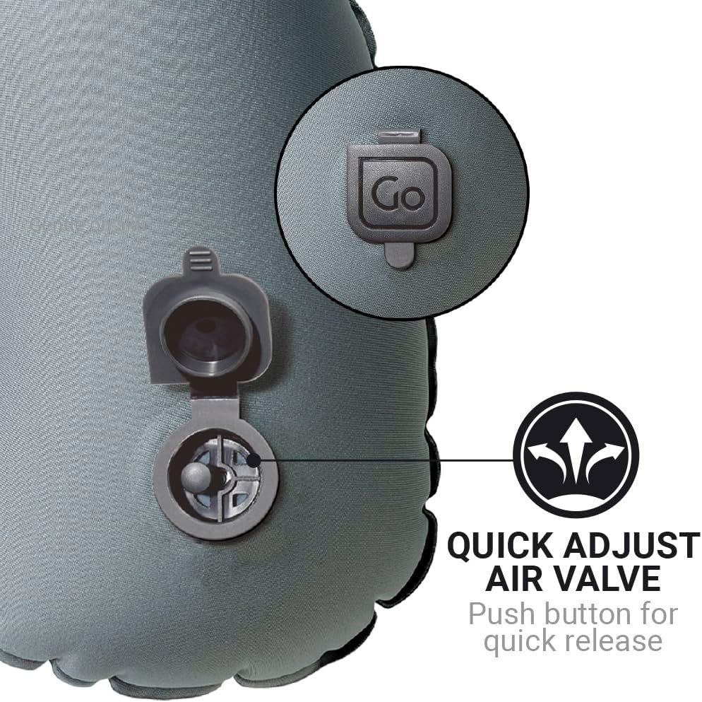 Go Travel Compact Snoozzzer, Comfortable Travel Pillow for Uninterrupted Sleep, Inflatable Neck Pillow for Airplane, Bus, Car, and Train, Travel Essentials, Black