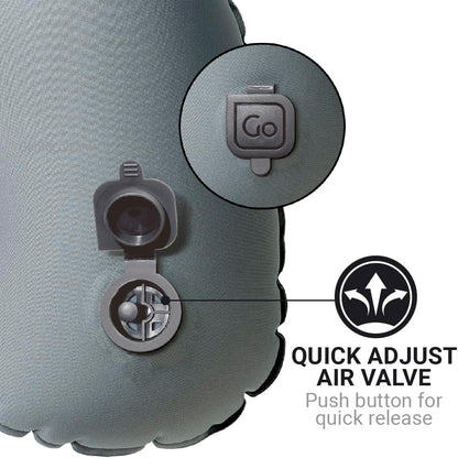 Go Travel Compact Snoozzzer, Comfortable Travel Pillow for Uninterrupted Sleep, Inflatable Neck Pillow for Airplane, Bus, Car, and Train, Travel Essentials, Black