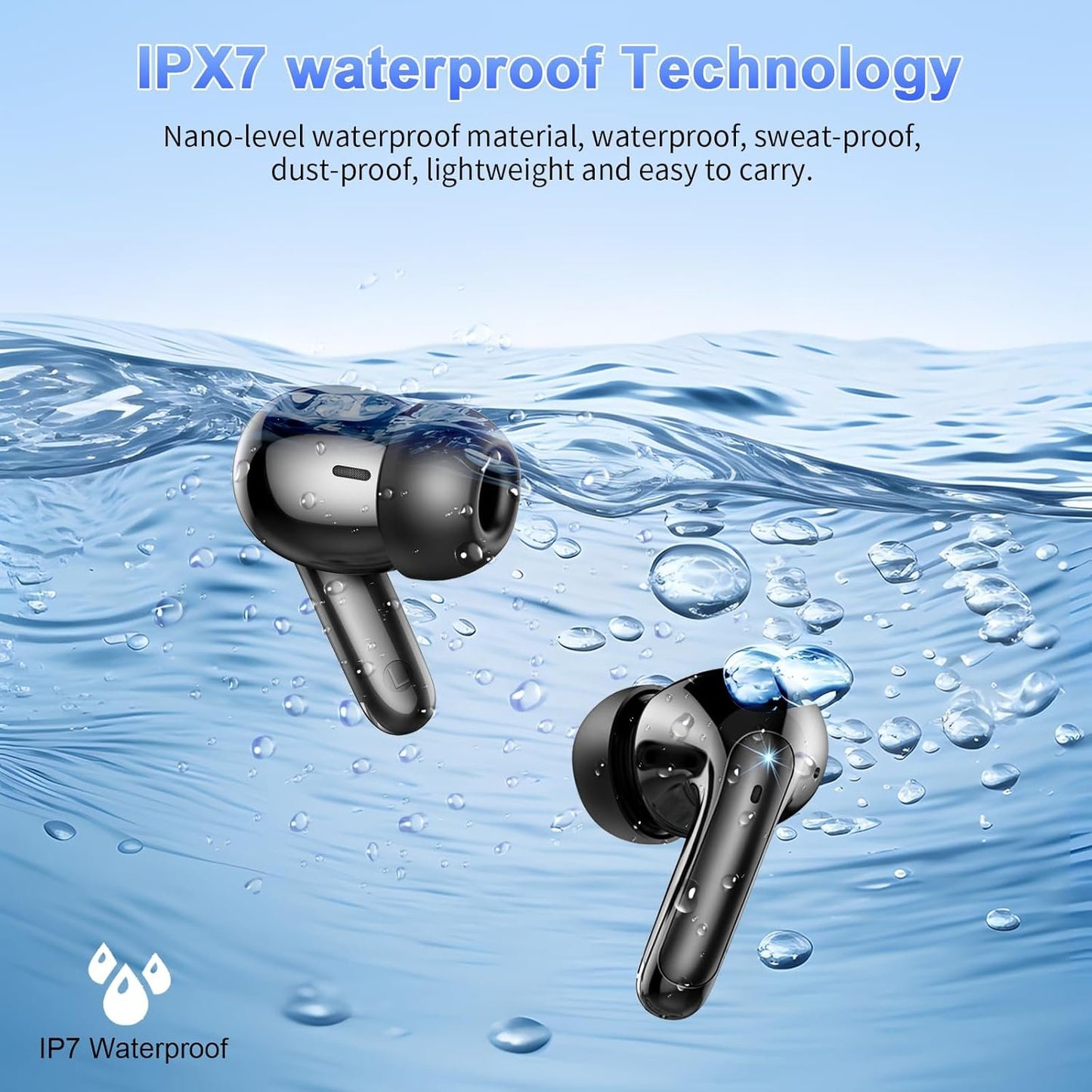 Wireless Earbuds, Headphones Bluetooth 5.3 with HiFi Stereo Sound, Bluetooth Earbuds with 4 ENC Noise Canceling Mics, 56 Hrs Playtime in Ear Earphones, USB-C, IPX7 Waterproof Ear Buds for iOS/Android