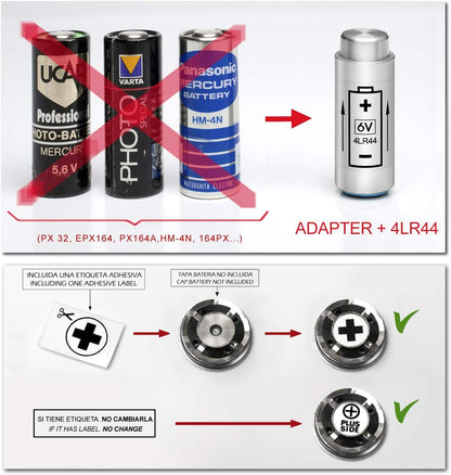 Adaptor + 2 Batteries for Yamaha Electro 35, (GL, GSN, GTN, GT, G, GS), AX SLR and MG1 - (PX32 to 4LR44)