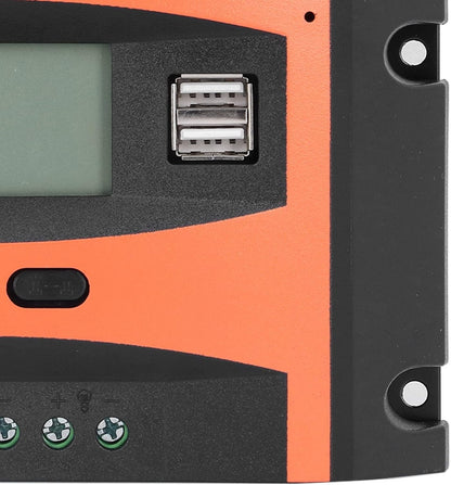 Solar Charge Controller LCD Display 12V 24V 20A Adjustable Dual USB Output with Overload Protection for Home Industry and Commerce Use ABS Material