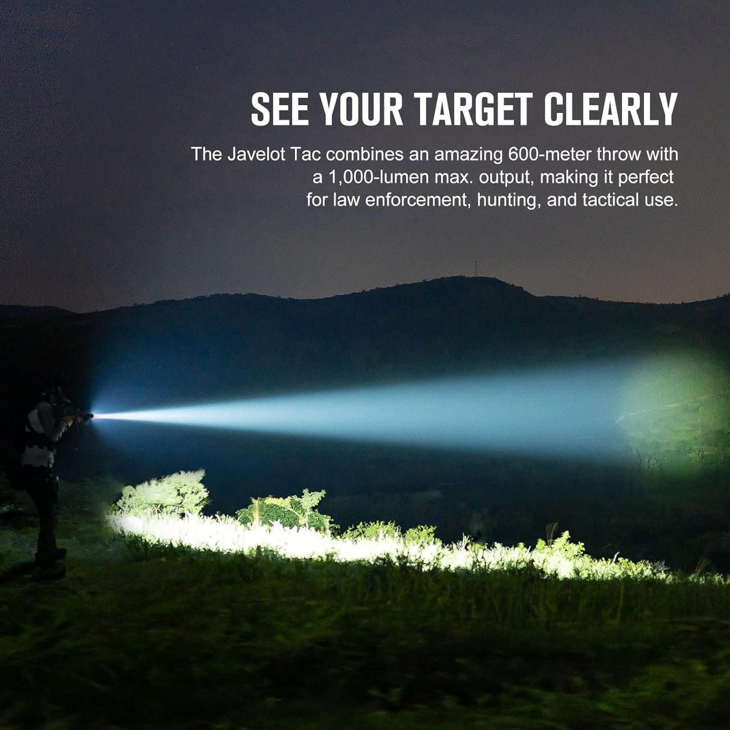 OLIGHT Javelot Tac M 1000 Lumens Rechargeable Tactical Flashlight, Rail Mounted Light with 600 Meters Long Distance, MLOK Flashlight with Removable Slide Rail Mount and Remote (Black)