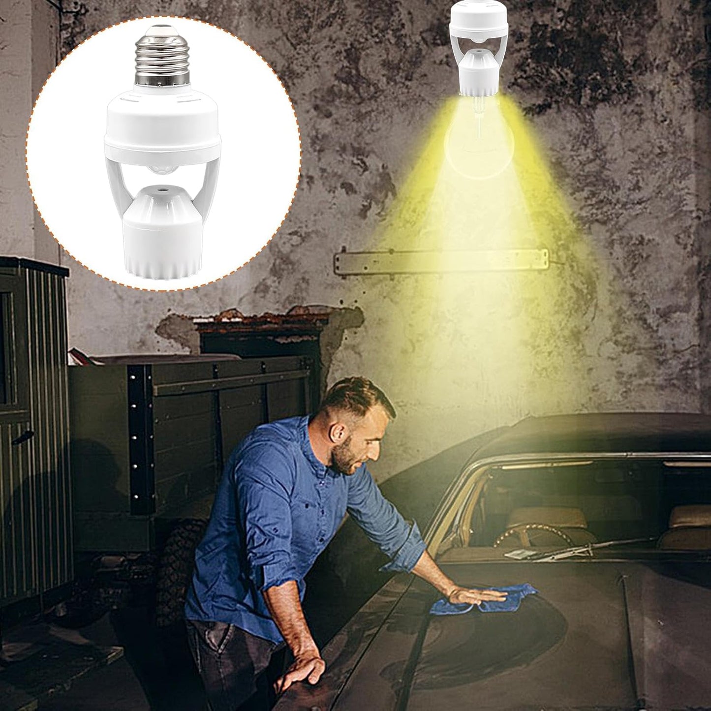 E27 Motion Activated Light Socket Adapter - Smart Bulb Holder With Auto On/Off Feature For Porch, Basement, And Storage Room - Motion Sensor Lamp Socket For Efficient Lighting Control - Ideal For