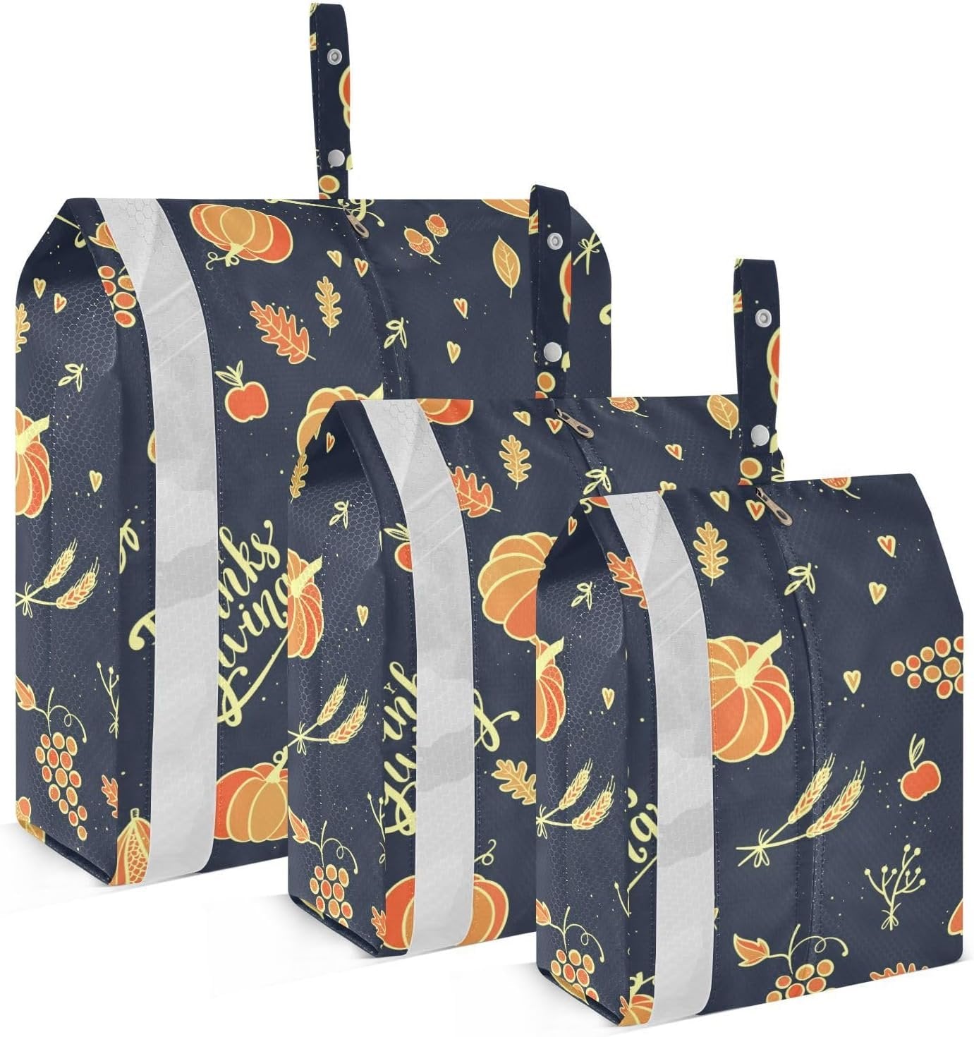 Storage Bags For Travel with Zipper 3 Set Packing Travel Bags Suitcase Organizer Bag Organization And Storage Bedroom Happy Autumn and Thanks Giving