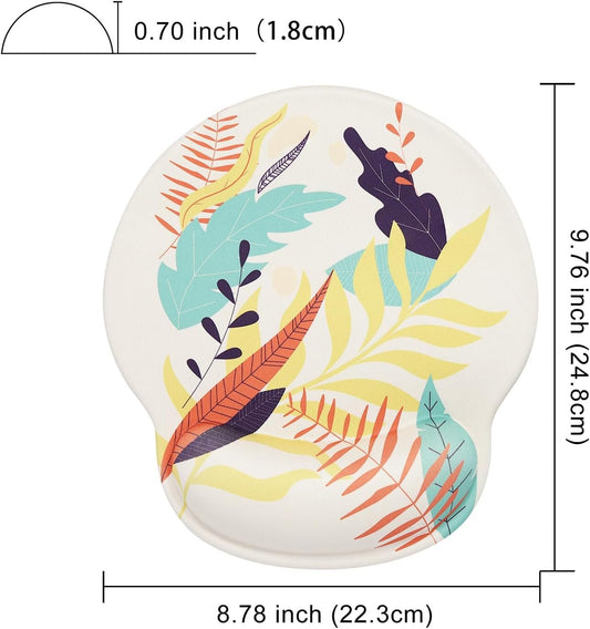 Ergonomic Mouse Pad with Wrist Rest,Small Gaming Gel Mousepad,Office Desk Accessories for Computer Laptop,Work from Home Essentials (Leaf)