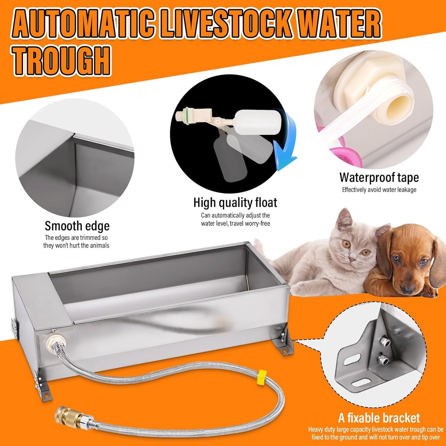 PAULOZYN Portable Livestock Automatic Waterer, Heavy-Duty Large Capacity Automatic Livestock Waterer, 7.5L, Suitable for Horse, Goat, Pig, Dog, Sheep