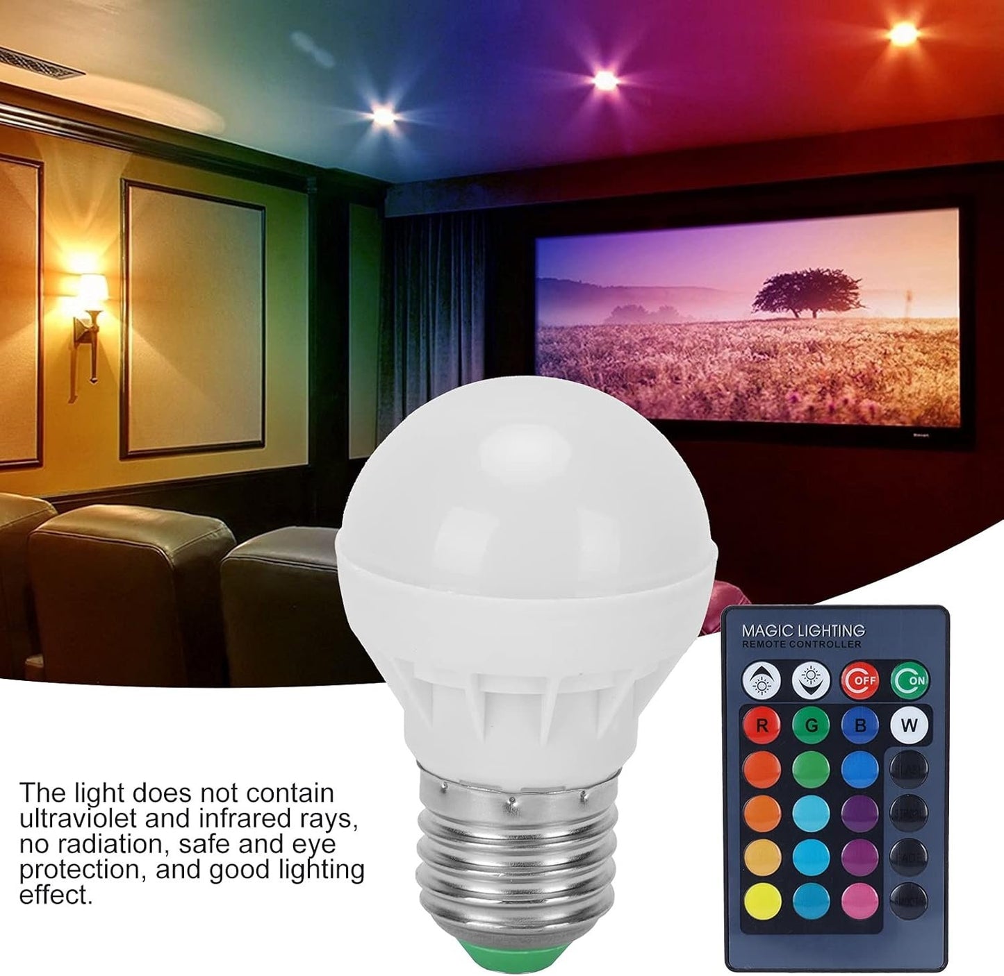RGB Light Bulb LED Colour Changing Light Bulb 3W E27 Remote Control Smart Bulb LED Light Bulbs Mood Lighting for Home Decor