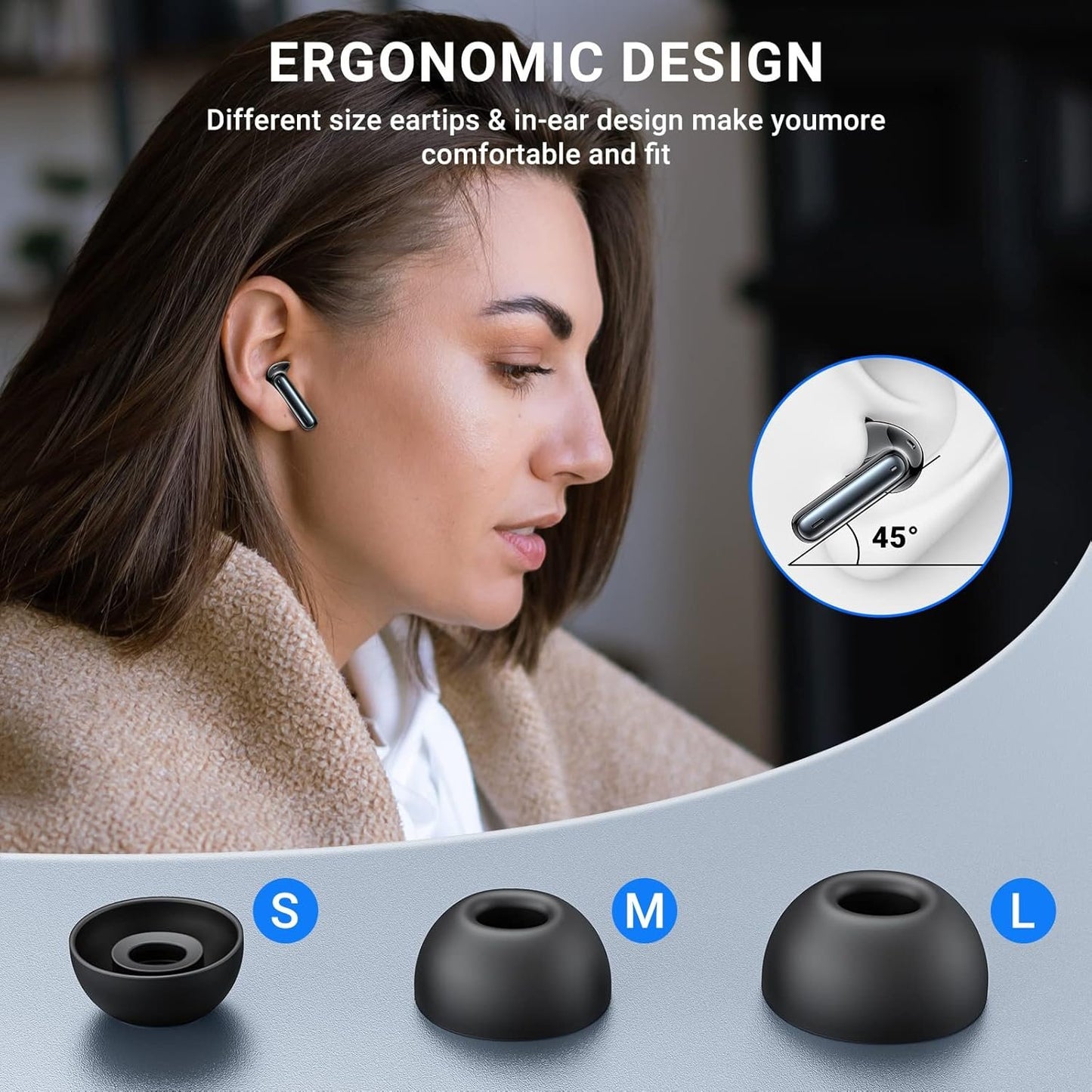Wireless Earbuds, Bluetooth 5.3 Headphones Deep Bass HiFi Stereo, 2025 New Ear Buds with 4 ENC Noise Cancelling Mic, 42Hs Playtime In Ear Earbud, Sport Earphones with LED Power Display for Android iOS