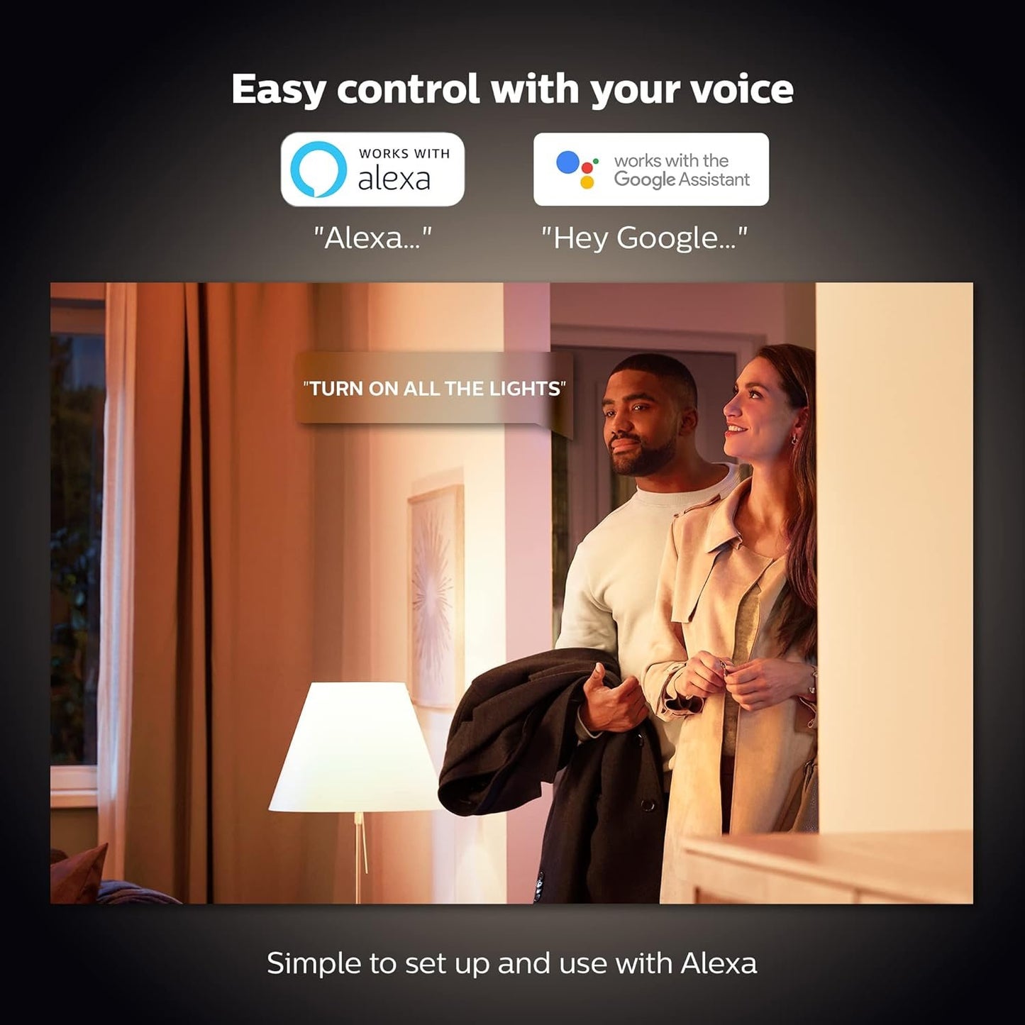 Philips Hue White Smart Bulb Twin Pack LED [B22 Bayonet Cap] - 800 Lumens (60W Equivalent). Compatible with Alexa, Google Assistant and Apple Homekit