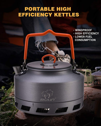 Bulin 1.6L/2.2L Camping Kettle Aluminum Alloy Open Campfire Coffee Tea Pot Fast Heating Outdoor Gear for Boiling Water Ultralight Portable Hiking Picnic Travel