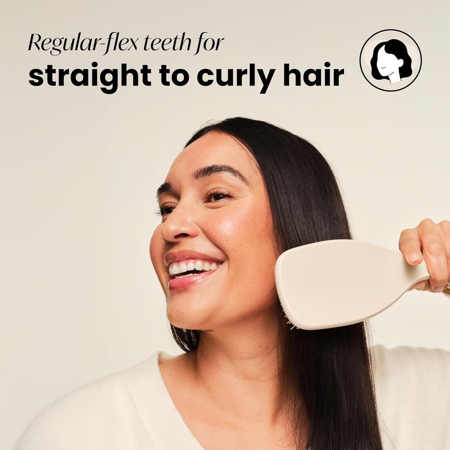 Tangle Teezer | The Large The Ultimate Detangler Hairbrush | Perfect for Long, Thick, Curly & Textured Hair | Two-Tiered Teeth for Gentle Detangling | Reduces Breakage | Ergonomic Handle | Cappucino