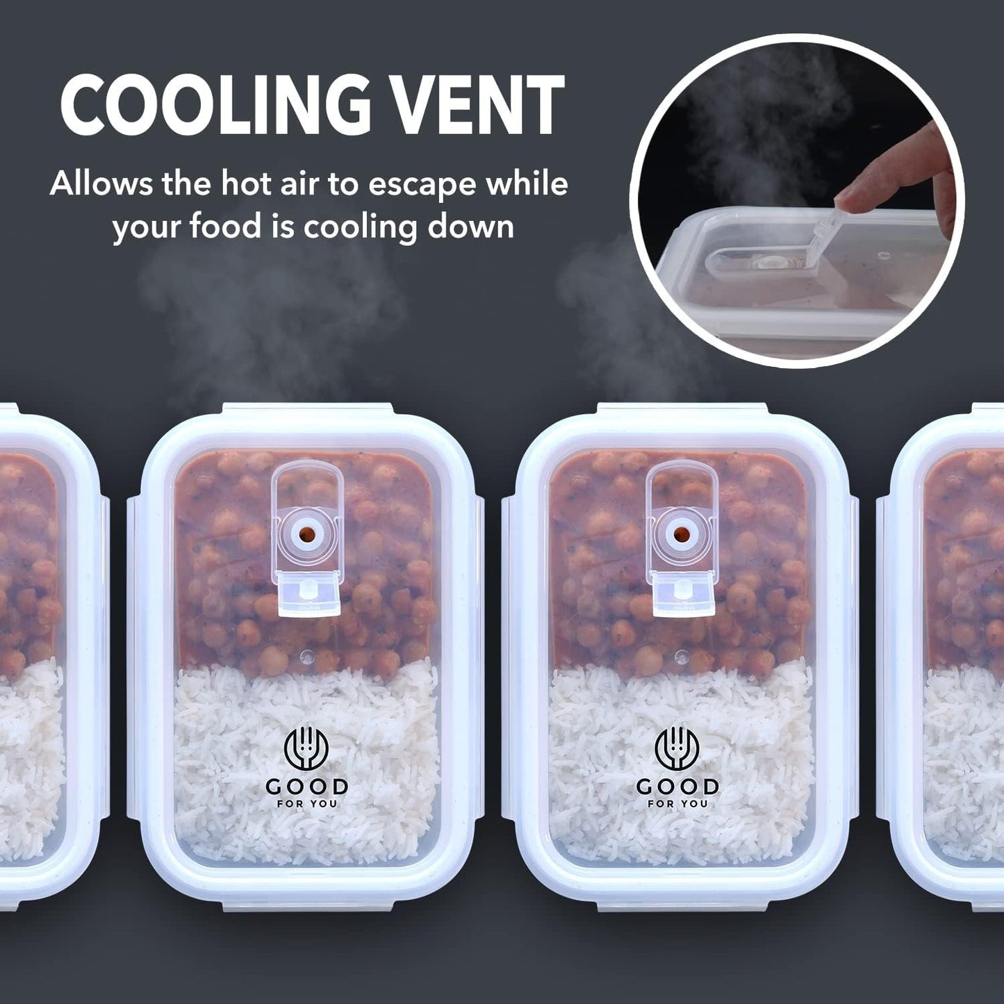 Glass Meal Prep Containers - [5 Pack] - Glass Storage containers, airtight - Food prep containers with lids - Glass Food containers with lids - Glass Lunch Box