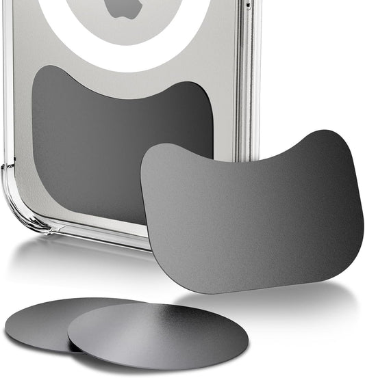 Metal Plate for Phone Magnet, Universal Steel Plate with 3M Adhesive Backing for Car Magnetic Mount Cell Phone Holder, Replacement Mounting Disc Stick On Case Back 4 Pack Black Rectangle & Round