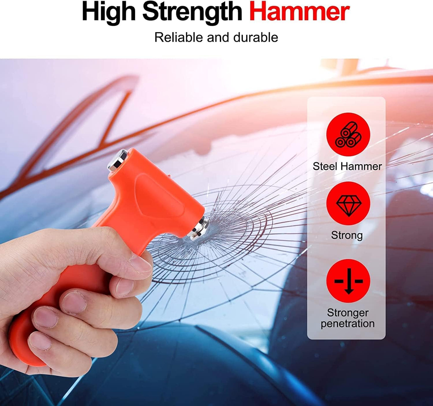 Zerodis Safety Car Hammer Seatbelt Cutter Window Punch Breaking Emergency Escape Tool