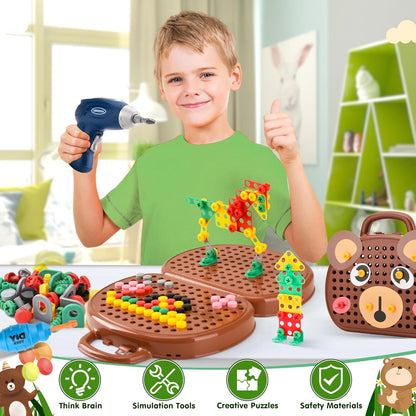 DAOUZL Montessori Toys, Montessori Toy Box with Drill, Magic Box of Montessori Toys, Magic Montessori Play Toolbo Toy Box for Children 3 4 5 Years (A)