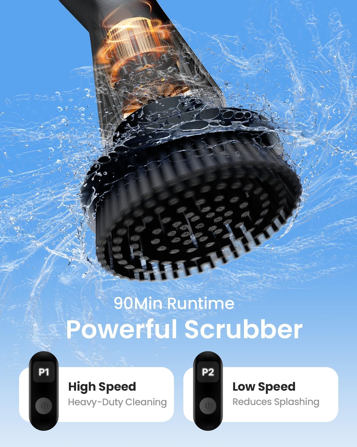 Leebein Electric Spin Scrubber, Upgraded Cordless Cleaning Brush Bathroom Scrubber, IPX7 Waterproof Shower Scrubber with 7 Brush Heads, Extendable Long Handle and 2 Speeds Scrubber for Bathtub Floor