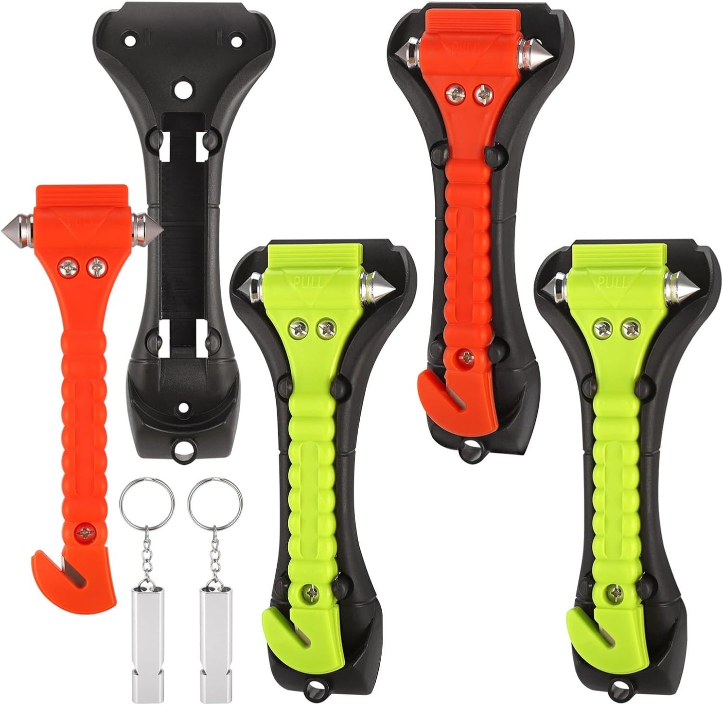 Starvortex 4 Pack Window Breaker Seatbelt Cutter, Car Emergency Kit of 4 Seat Belt Cutter, 2-in-1 Car Window Breaker, Car Essentials Glass Breaker with 2 Whistles, Glass Breaker for Truck, Bus