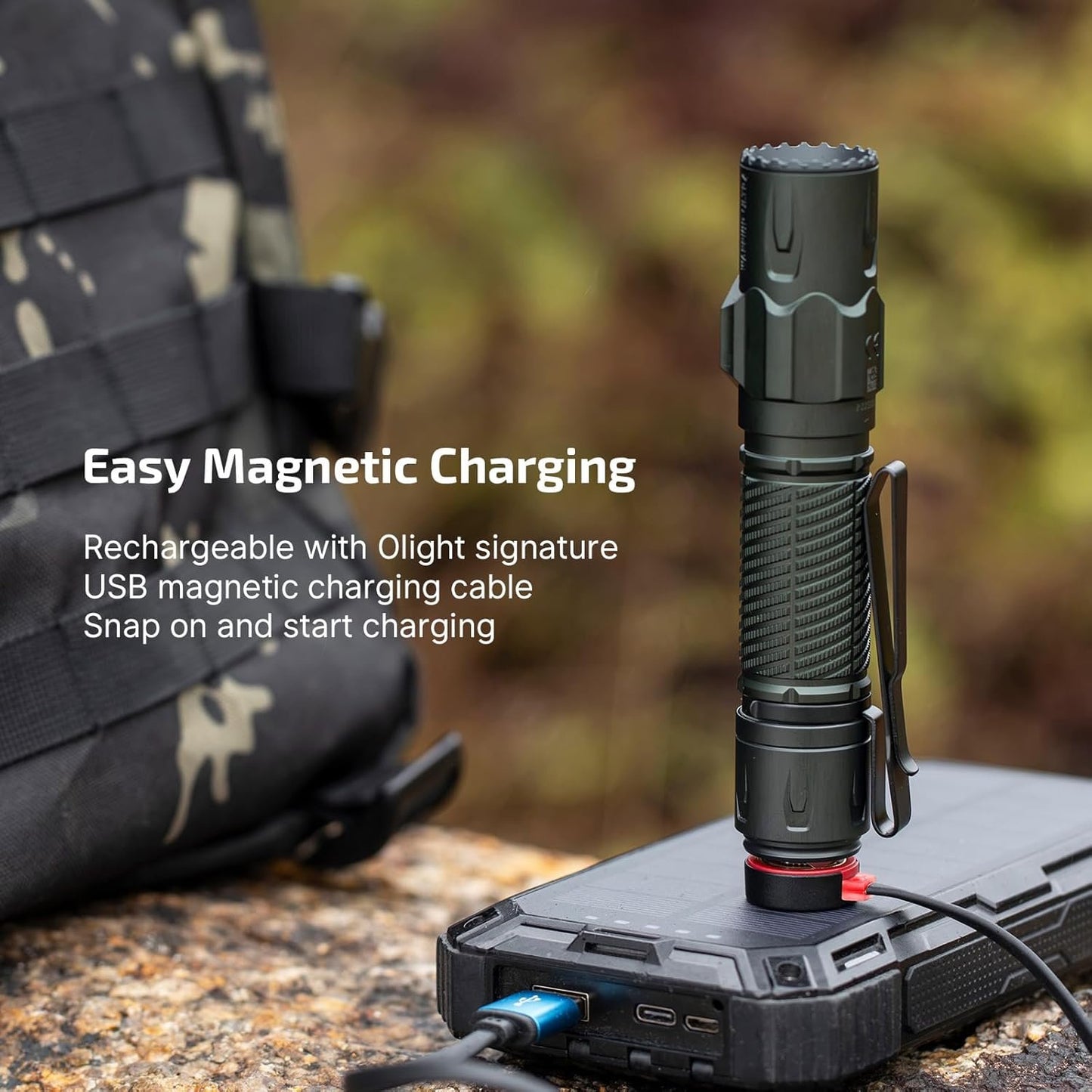 OLIGHT Warrior Ultra 2500 Lumens Tactical Rechargeable Flashlight, Ultra-Durable O-Aluminum Material Flashlight with Proximity Sensor, IPX8 Waterproof for Outdoor, Emergency(Stealth Grey)