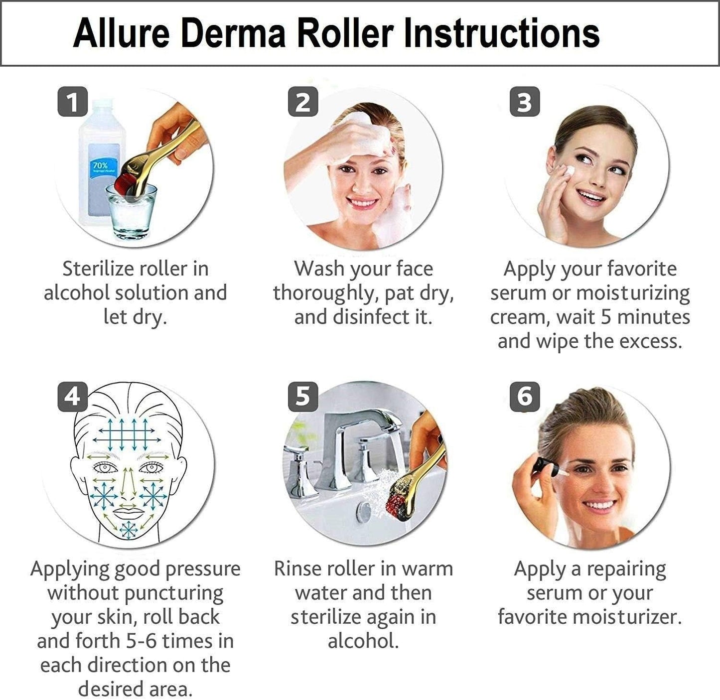 Allure Derma Roller 1.5mm 540 Titanium Needles Anti Aging Skin Care Treatment