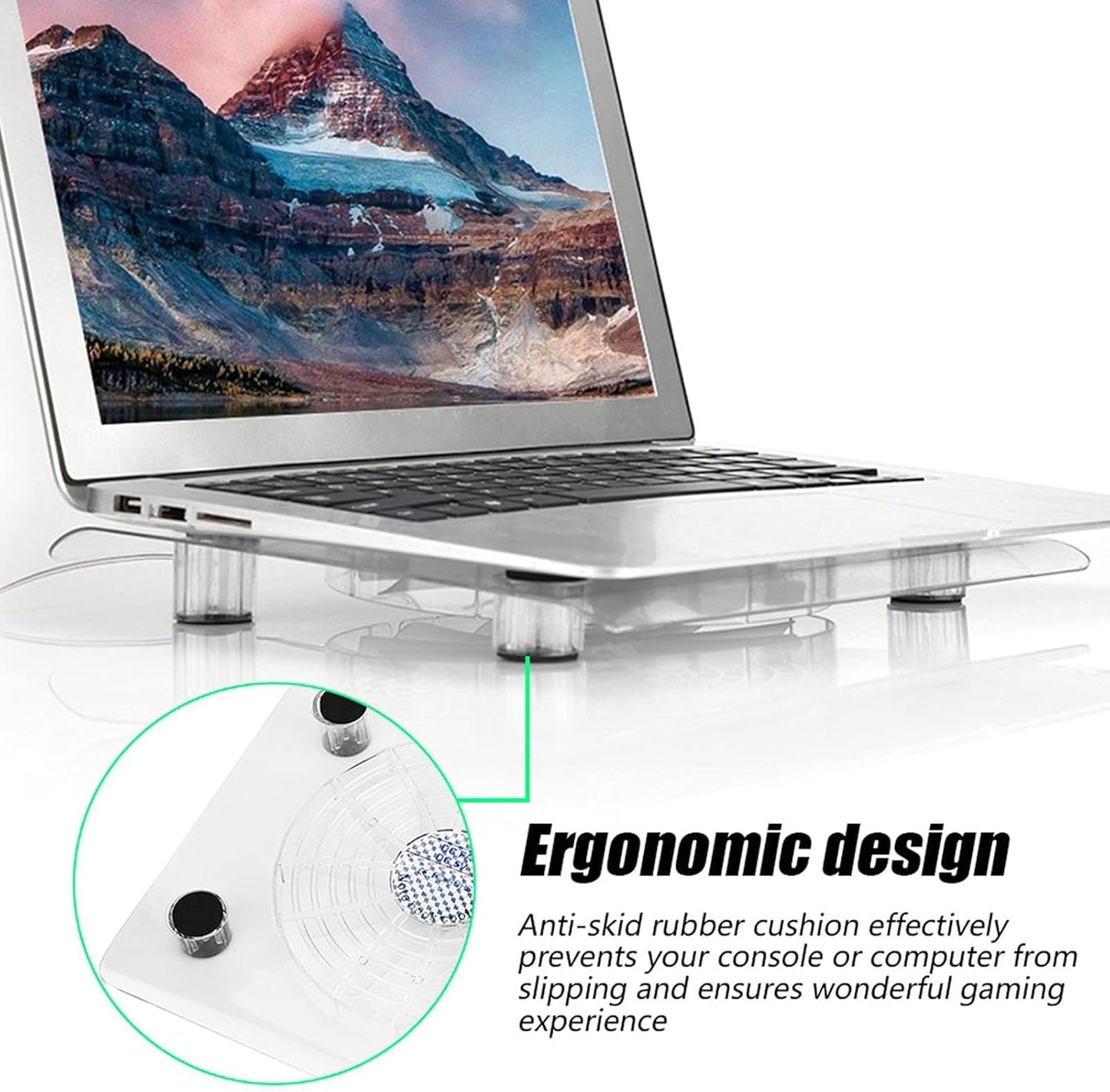 Laptop Cooling Pad, Laptop Cooling Stand Ultra Quiet USB Laptop Cooling Tray Computer Cooling Pad Gaming Laptop Fan Cooling Pad with LED RGB Lights