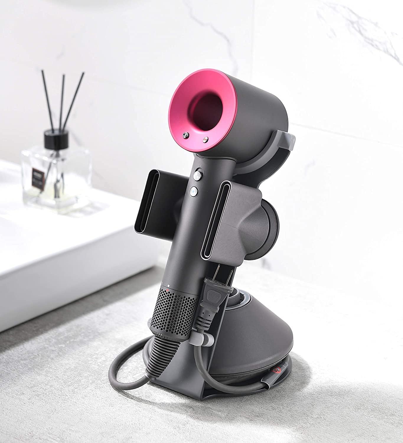 Wingsflying Supersonic Hair Dryer Holder, Aluminum Alloy Bracket Power Plug Holder, Bathroom Organizer for Dyson Supersonic hairdryer Care Tools, Diffuser, Nozzle Holder
