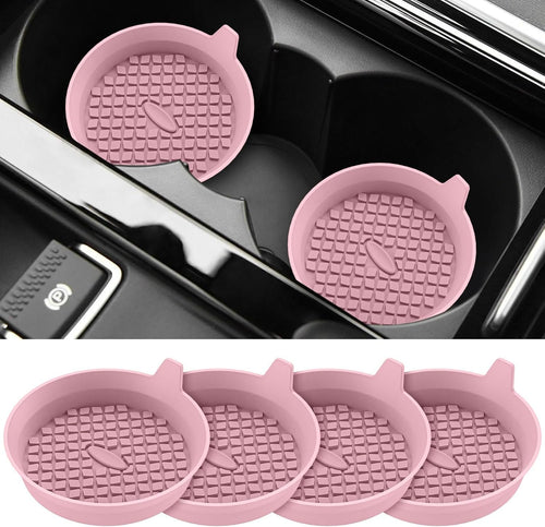 ME.FAN Car Coasters [4 Pack] Silicone Car Cup Coasters/Cup Mats - Universal Non-Slip Recessed Car Interior Accessories - Car Cup Holder Insert Coasters Dusty Rose