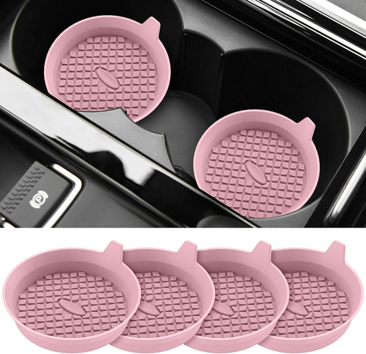 ME.FAN Car Coasters [4 Pack] Silicone Car Cup Coasters/Cup Mats - Universal Non-Slip Recessed Car Interior Accessories - Car Cup Holder Insert Coasters Dusty Rose