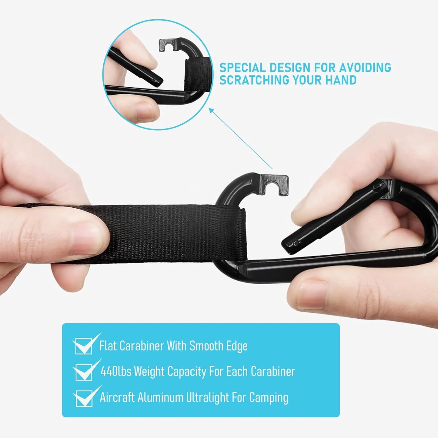 SOOPRNO Camping Hammock. Portable Double and Single Hammock with 2 Tree Straps and Attached Carry Bag. Camping Gear for Outdoor Hiking Camping Beach Backpacking Travel. (Blue & Grey)