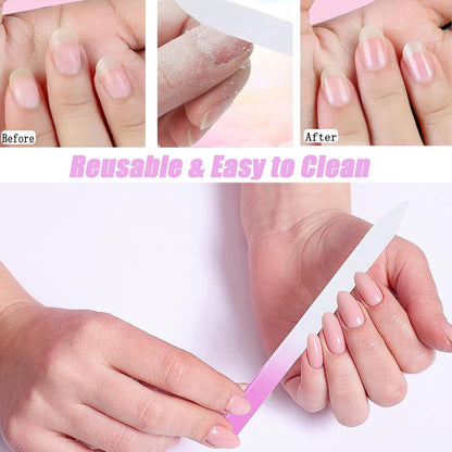 3 Pack Crystal Glass Nail File,H HOME-MART Nail Care Crystals Glass Nail Files in Cheeky Colors,Fingernail File for Manicure,Nail Strengthener hardener,Nails Buffer for Natural and Acrylic Nail filer