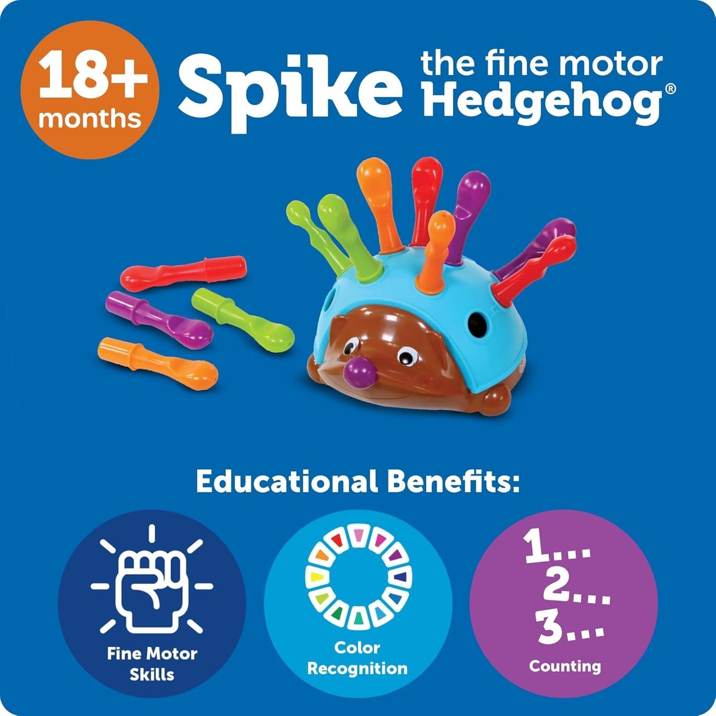 Learning Resources Spike The Fine Motor Hedgehog - Toddler Montessori Toys, Stacking Shape, Gifts for Boys and Girls, Sorting and Matching Skill Activities, Educational Games, Kindergarten