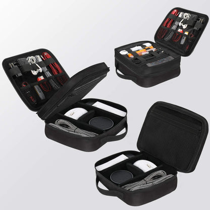 MATEIN Travel Cable Organizer, Waterproof Cable Bag for Travel Accessories, Multifunctional Charger Cable Organizer, Data Cable, Mouse, USB Stick, Mini Tablet, Black