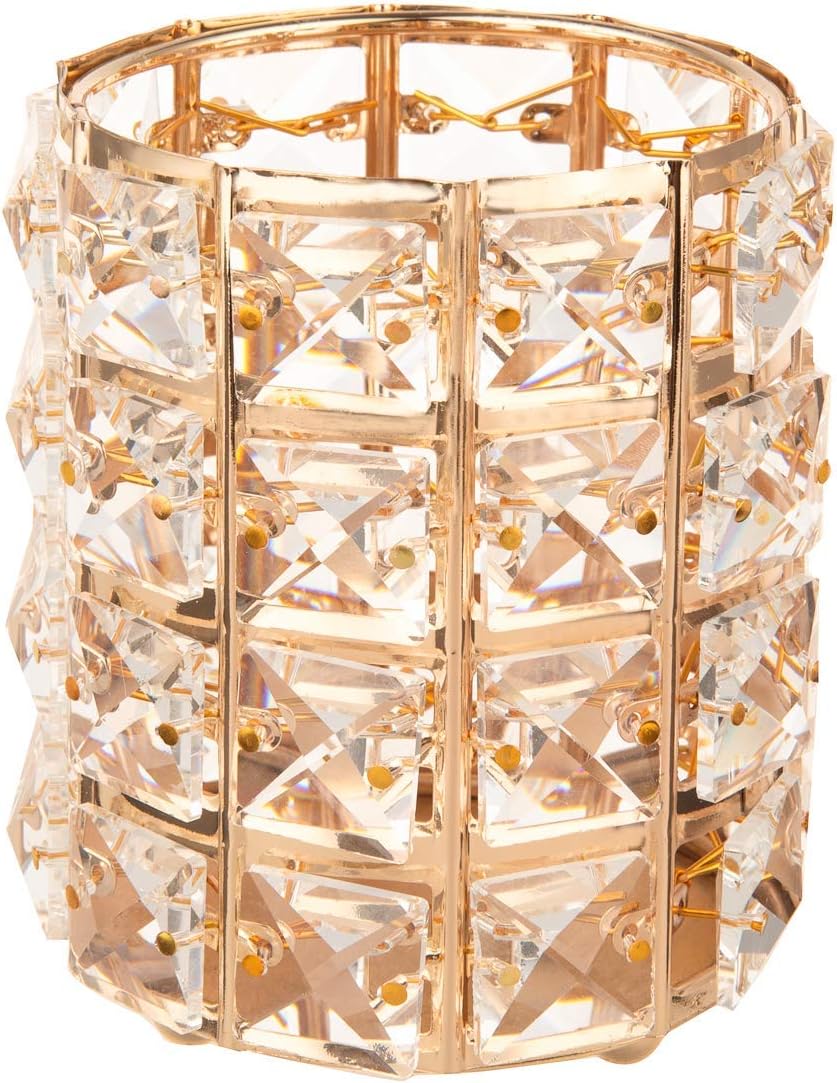Feyarl Crystal Beads Makeup Brush Holder Pen Pencil Holder Storage Organizer Container (Gold)